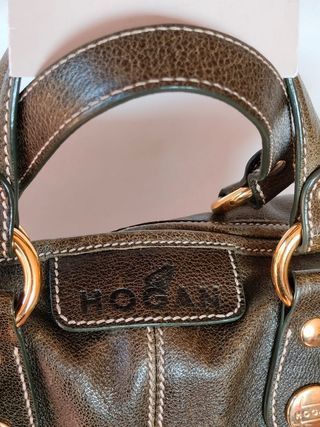Hogan borsa a mano con tracolla pelle verde-marron