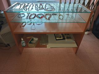 Mostrador de madera y cristal 115x50x93 cm