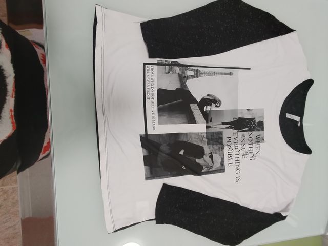 Top camiseta mujer 2XL blanco y negro