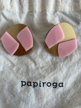 Pendientes Papiroga dorados y rosas