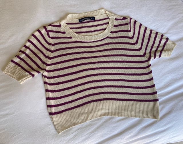 Pequeña Moma - Jersey rayas beige/morado