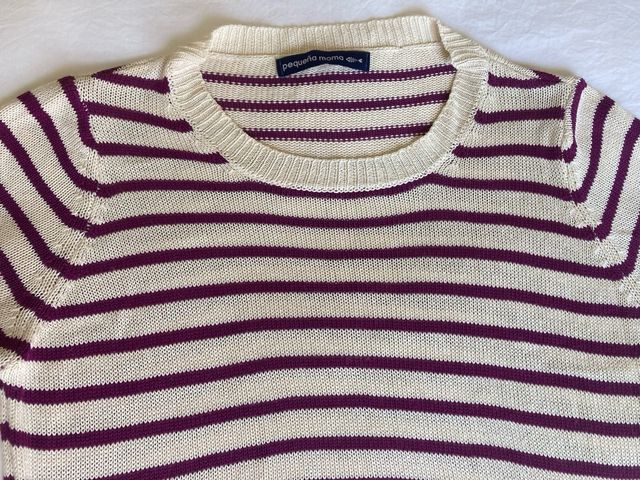 Pequeña Moma - Jersey rayas beige/morado