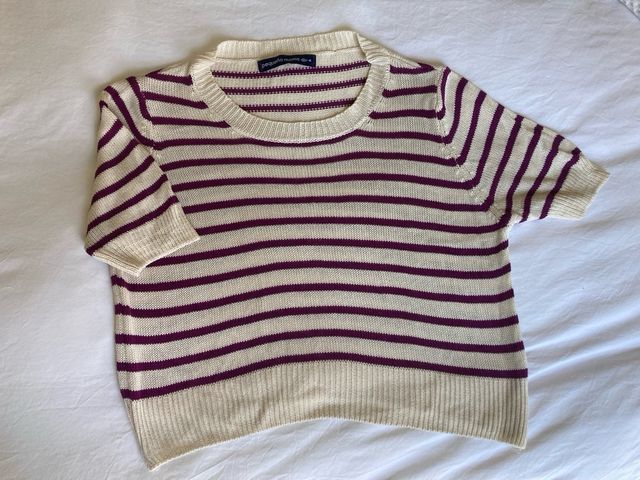 Pequeña Moma - Jersey rayas beige/morado