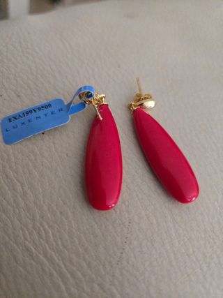 Pendientes LUXENTER coral rojo