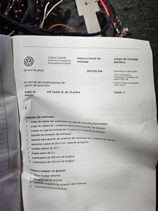Kit instalación remolque vw caddy III 2K0055204