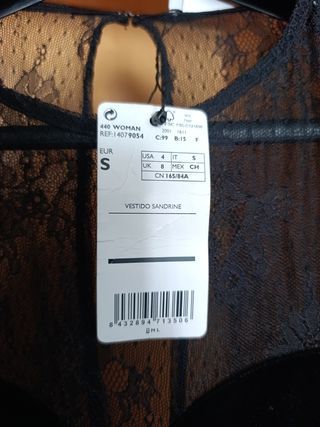 Vestido fiesta negro talla S Terciopelo.