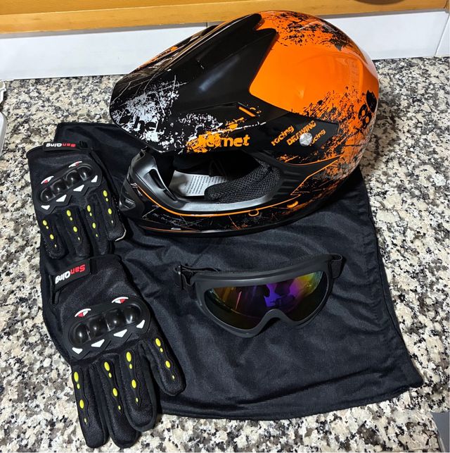 Casco Motocross Naranja Talla S