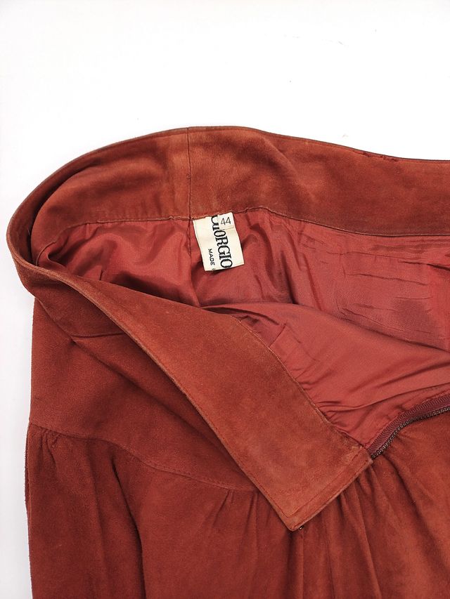 GIORGIO ARMANI, GONNA PANTALONE, PELLE SCAMOSCIATA