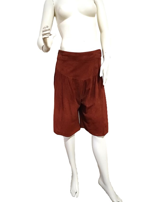 GIORGIO ARMANI, GONNA PANTALONE, PELLE SCAMOSCIATA