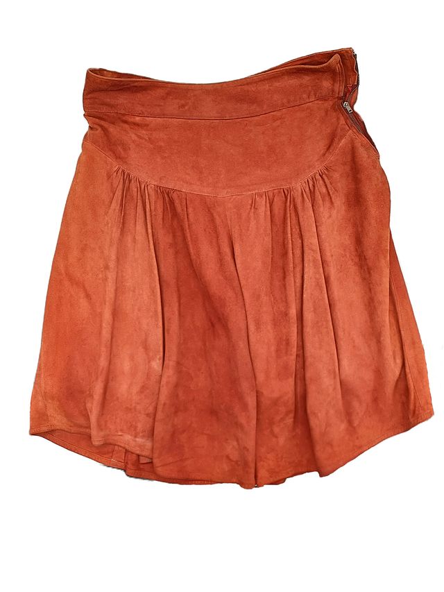 GIORGIO ARMANI, GONNA PANTALONE, PELLE SCAMOSCIATA