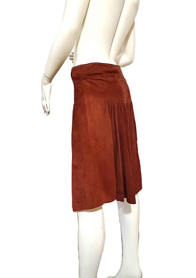 GIORGIO ARMANI, GONNA PANTALONE, PELLE SCAMOSCIATA