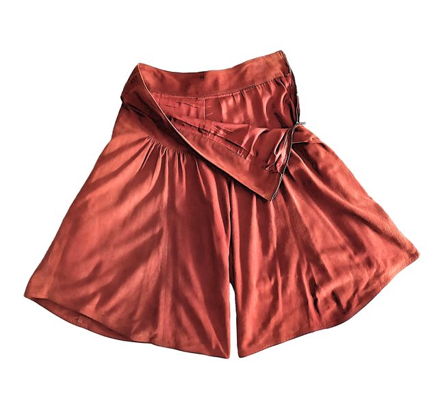 GIORGIO ARMANI, GONNA PANTALONE, PELLE SCAMOSCIATA