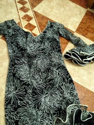 Traje Flamenca Rocío - Negro y Blanco