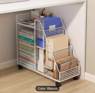 Organizador metálico blanco con ruedas