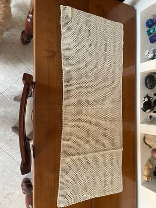 2 pezzi - Antico centro uncinetto a mano tovaglia