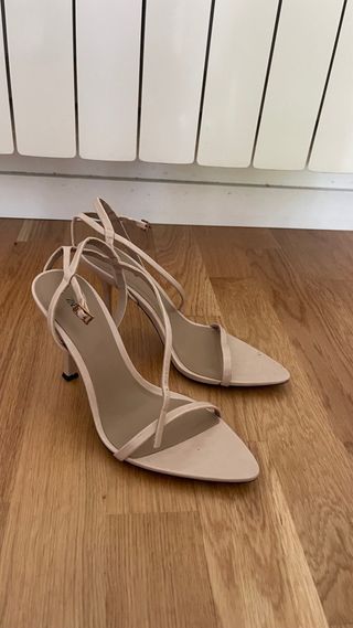 Sandalias tacón ZARA beige 39