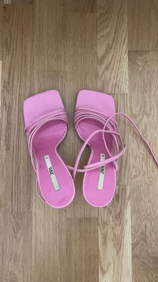 Sandalias tacón rosa ZARA -39