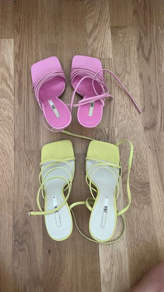 Sandalias tacón rosa ZARA -39