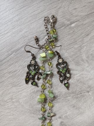 Collar y pendientes verdes | Plata