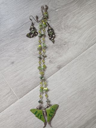 Collar y pendientes verdes | Plata