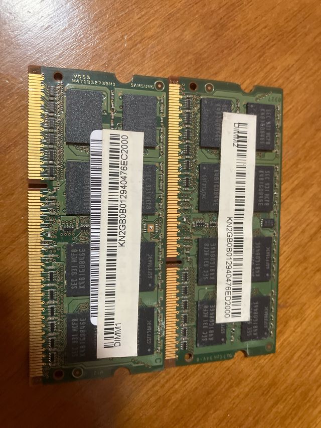 Memorias RAM Samsung 2GB PC3-8500S (x2)