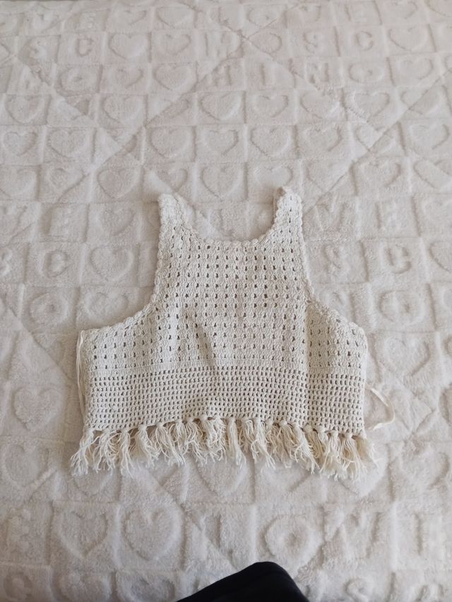 Top crochet blanco talla S