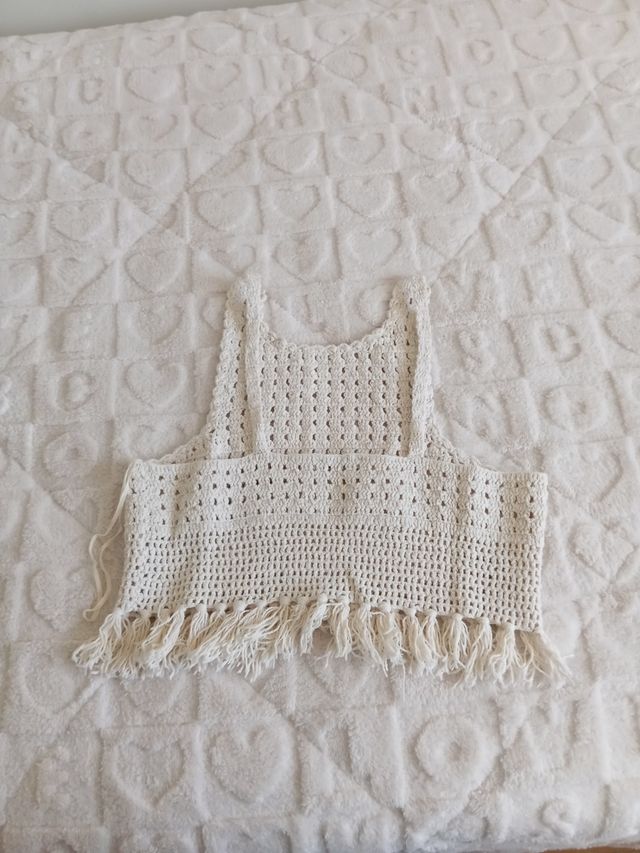 Top crochet blanco talla S