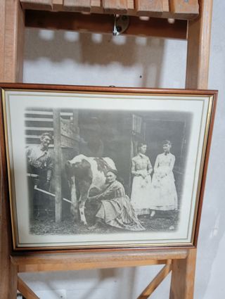 Vecchia stampa bianco e nero Vita in campagna