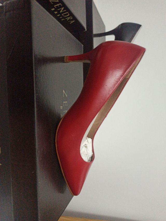 Tacones Zendra Basic - Beige y Rojo