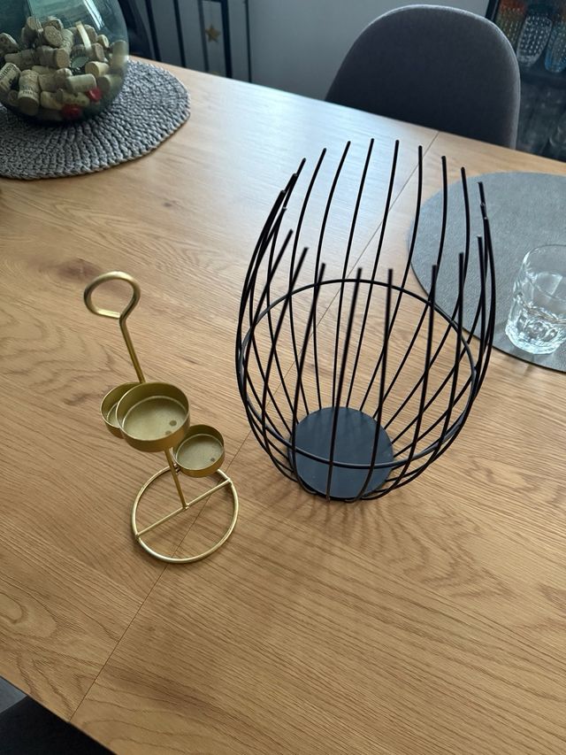 Centrotavola geometrico metallo-legno