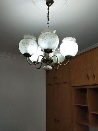 Lampara techo 5 luces dorada