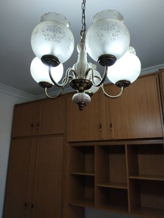 Lampara techo 5 luces dorada