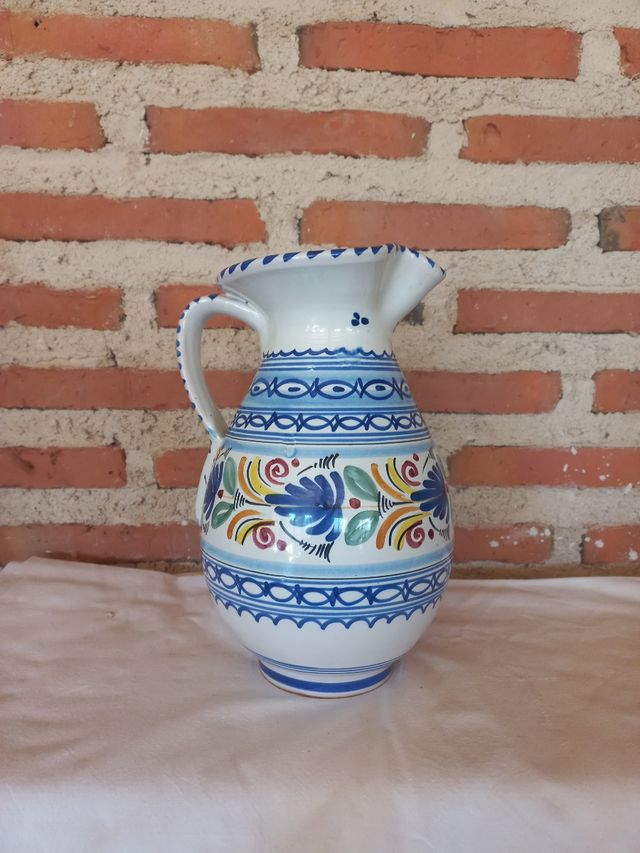 2 Jarras Cerámica Azul y Blanca