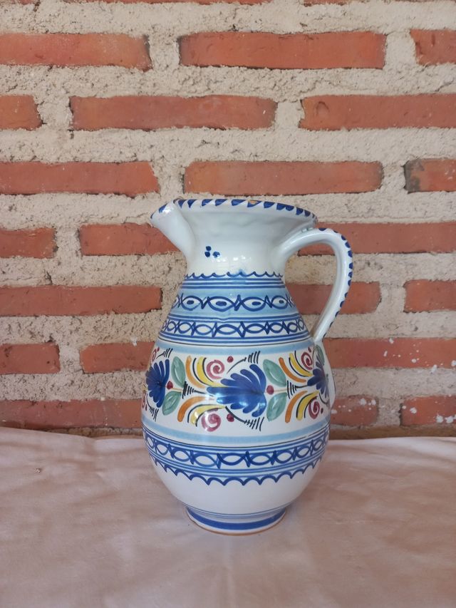 2 Jarras Cerámica Azul y Blanca