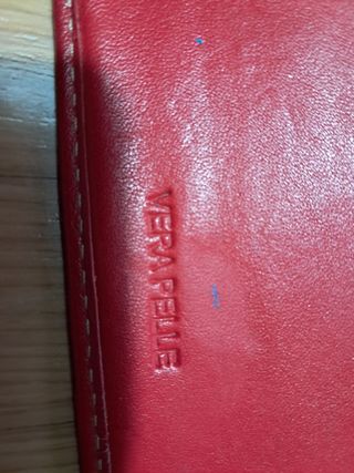 Portafoglio vera pelle.  Arancione/Rosso