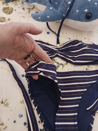 Bikini azul marino y rallas con lurex el Corte Ing