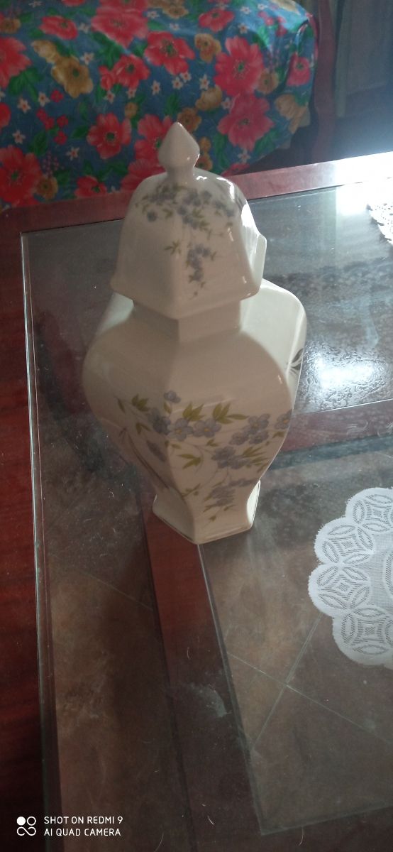 Jarrón porcelana azul y blanco