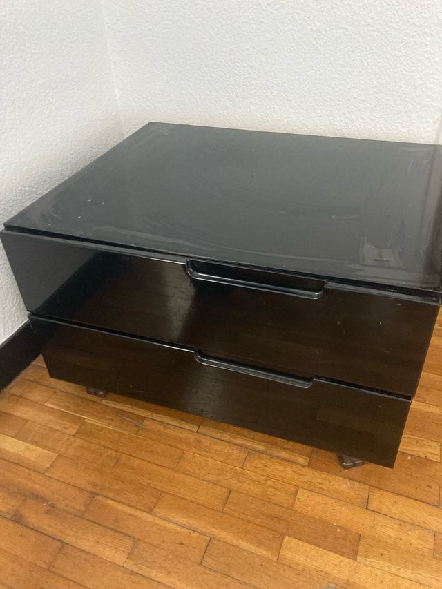 Mesa cajonera negra - 2 cajones