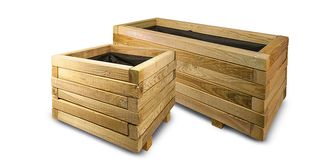 Jardinera cuadrada 45x45x34 con tela geotextil