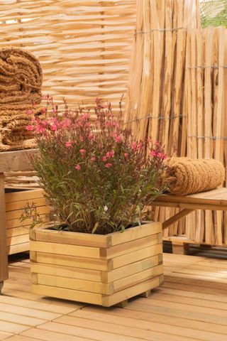 Jardinera cuadrada 45x45x34 con tela geotextil