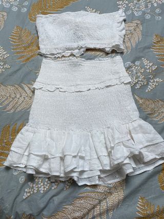 Conjunto blanco - Top y falda (talla 4)