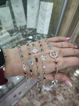 Pulsera plata de ley con circonita talismanes