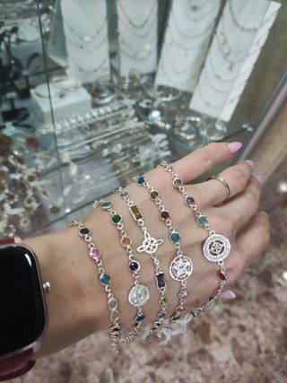 Pulsera plata de ley con circonita talismanes