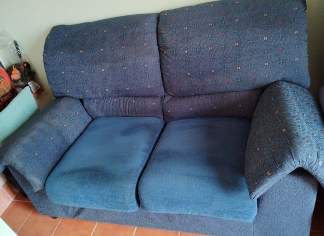 Sofá azul tela como nuevo casi sin usar ver y ver