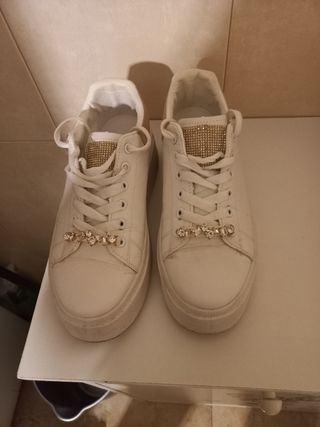 Bambas plataforma blancas rosa