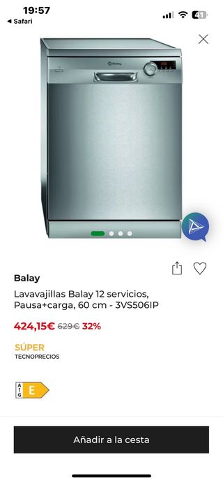 Lavavajillas Balay 12 servicios - 3VS506IP
