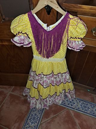 Vestido Flamenca niña - Amarillo y Morado