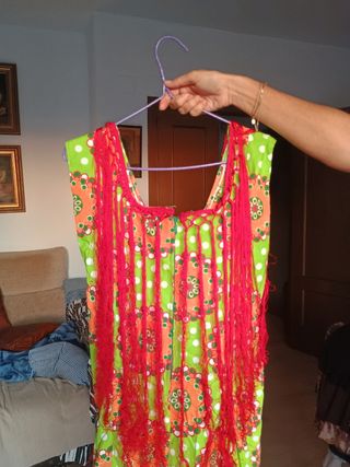 Traje Flamenca niña, verde y rojo