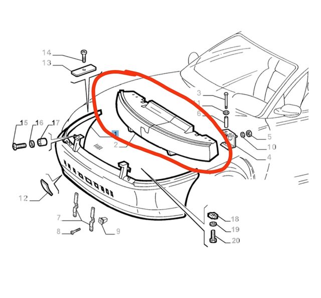 Assorbitore paraurti anteriore Fiat Coupè
