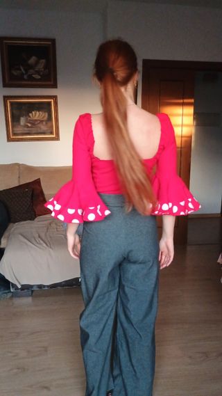 Pantalón y blusa feria - Rojo y Gris